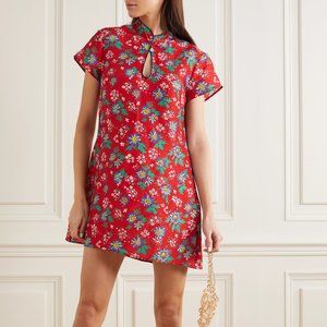 RIXO Lolita cutout floral-print cotton mini dress